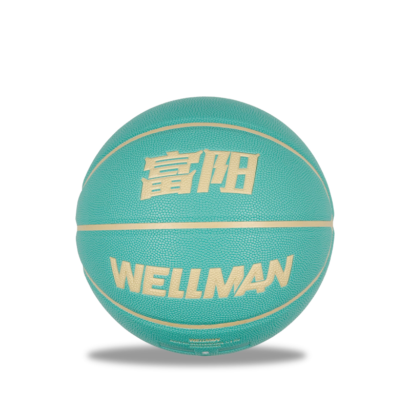Pelota de baloncesto de PU No.7 Adhesivo de prensado en caliente de cuero azul Tiffany para interiores y exteriores con bolsa, aguja de aire BSCI/ISO9001 OEM/ODM al por mayor