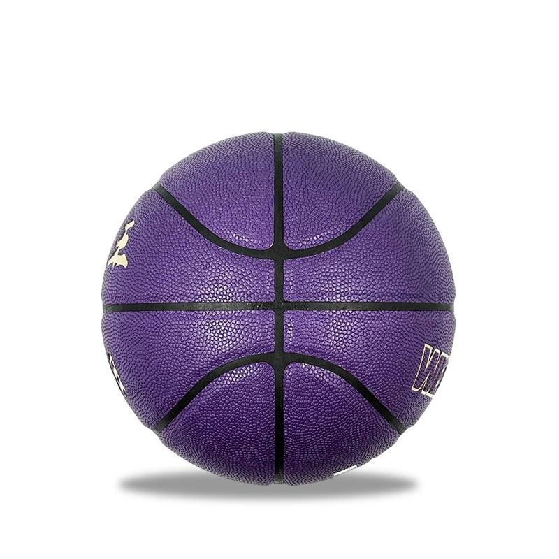 Bola de baloncesto del nivel de la liga del color 7 de encargo del logotipo del cuero superior de la PU absorbente de humedad púrpura