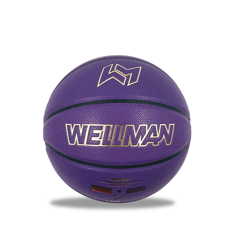 Bola de baloncesto del nivel de la liga del color 7 de encargo del logotipo del cuero superior de la PU absorbente de humedad púrpura