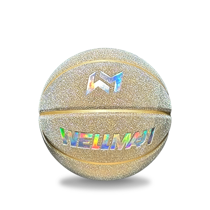 Baloncesto brillante con brillo personalizado, Baloncesto brillante con logotipo láser holográfico, Venta al por mayor de fábrica de baloncesto de regalo OEM ODM